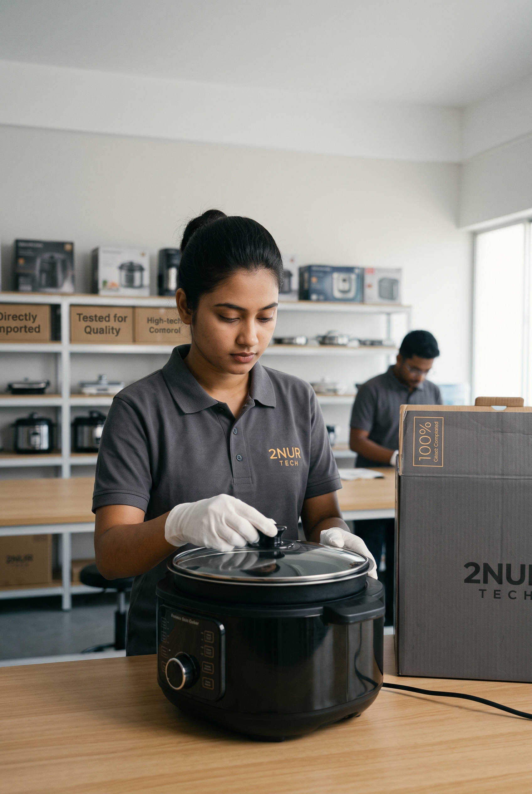 Quality checking process of premium appliances at 2nur Tech shop