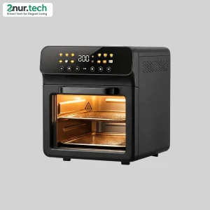 2026 model large capacity smart multifunctional electric air fryer for home use in Bangladesh, showing the touch control panel and visible window.